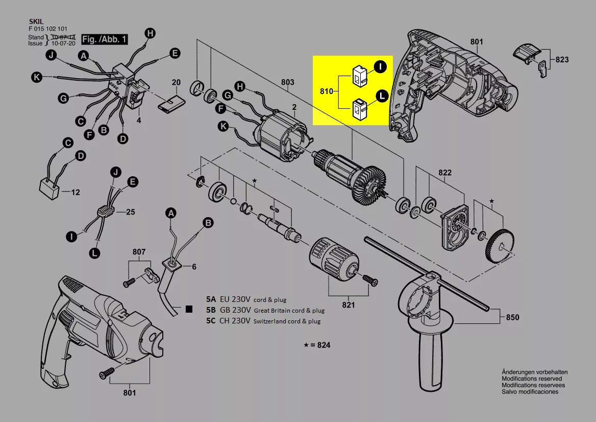 Balais charbon 2610Z01438 Skil
